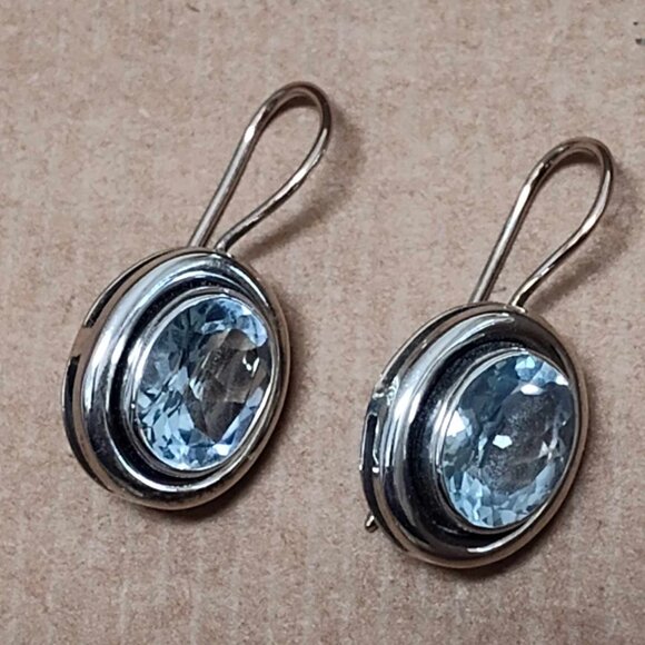 Silpada Blue Topaz Sterling Silver earrings with locking French wires - Picture 3 of 6